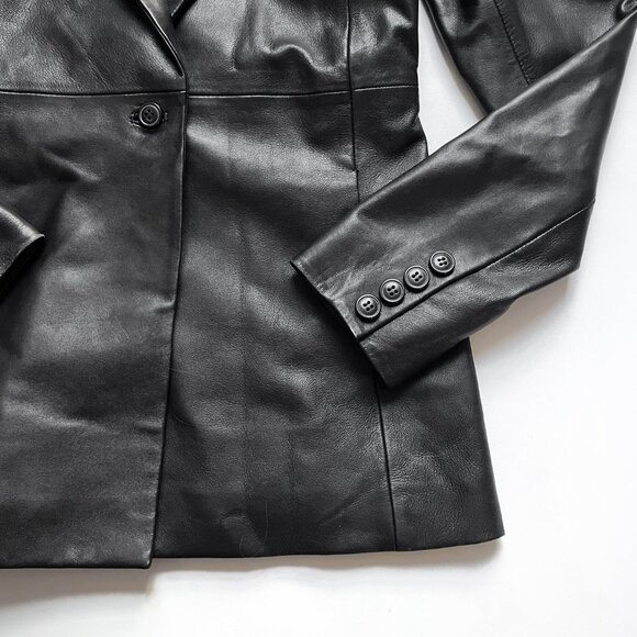 Reformation Veda Bowery Leather Blazer Black Size XS - Picture 5 of 14